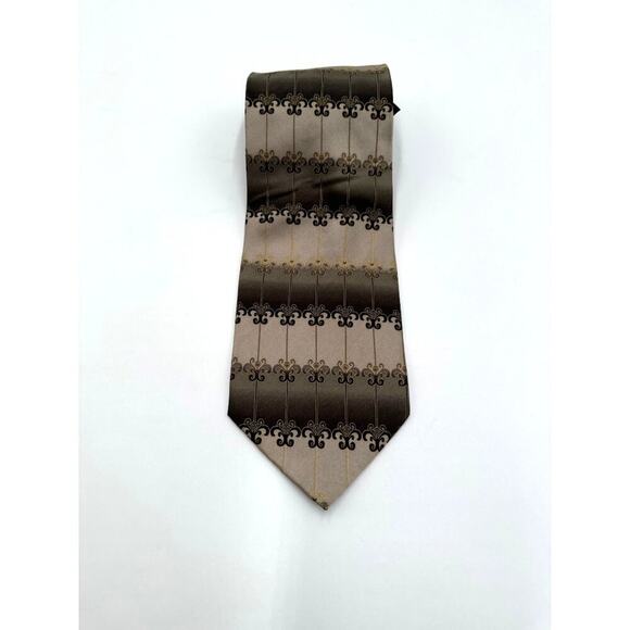 Bergamo New YorkbSilk X-Long Tie Fomal Dressy Brown Gold Geometric 5 FOR $25 💵 - Picture 7 of 8